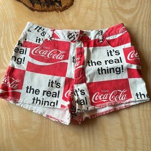 Coca Cola denim cut off style shorts size large